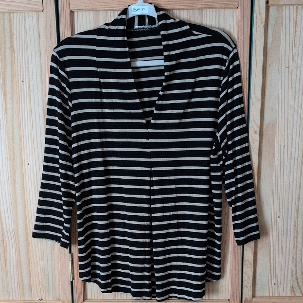 Spense Black and Tan Striped Business Casual Shirt Size SP Small Petite Fall 🍁